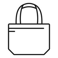 vector de contorno de icono de bolsa ecológica de algodón. mango de tela