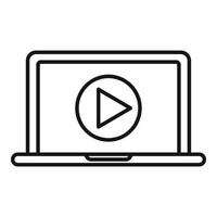 Play video stream icon outline vector. Live online vector