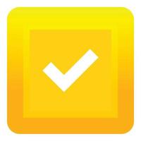 Yellow square button icon, flat style vector
