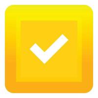 Yellow square button icon, flat style vector