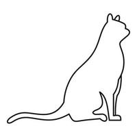 Sitting cat icon, outline style vector