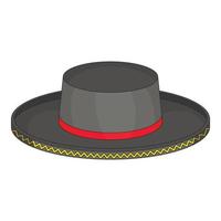 icono de sombrero fedora de hombre negro, estilo de dibujos animados vector