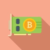 Mining card icon flat vector. Crypto money vector