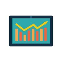 Tablet graph icon flat isolated vector