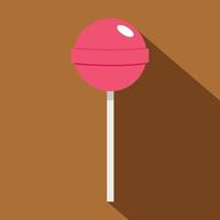 Pink lollipop icon, flat style vector