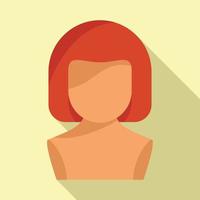 Lady wig icon flat vector. Long hair vector