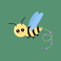 Bee kawaii style vector