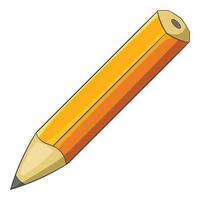 Yellow pencil icon, cartoon style vector