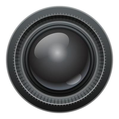 Camera lens icon cartoon vector. Photo studio