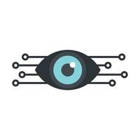 Smart robot eye icon flat isolated vector