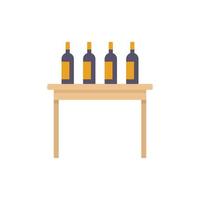 Wine bottles on table icon flat isolated vector