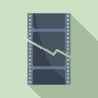 Clipped film icon flat vector. Cut video vector