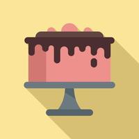 Strawberry cake icon flat vector. Happy anniversary vector