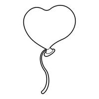 Balloon heart icon, outline style vector