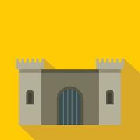 Ancient fortress icon, flat style vector