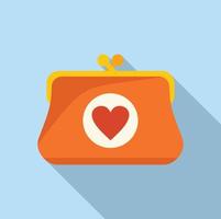 Charitable wallet icon flat vector. Charity help vector