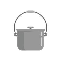 icono de olla de fuego de comida de camping vector aislado plano