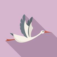 Stork character icon flat vector. Fly bird vector