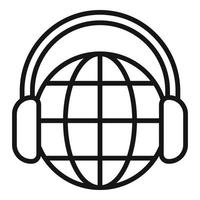 vector de contorno de icono de comunicación global. mensaje de audio