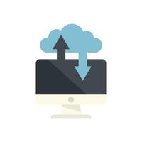 Remote pc data cloud icon flat isolated vector