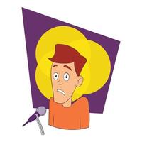 Fear of public speaking icon, cartoon style vector