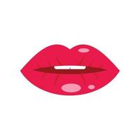 dientes labios beso icono plano aislado vector