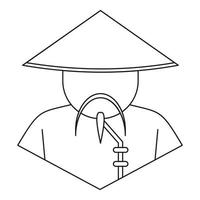 icono de hombre chino, estilo de esquema vector