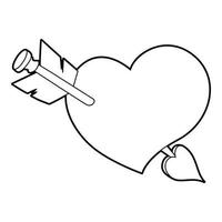 Heart with arrow icon, outline style vector