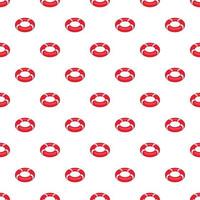 Red lifebuoy pattern, cartoon style vector