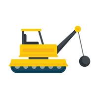 Demolition heavy machine icon flat isolated vector