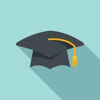 Diploma graduation hat icon flat vector. College school vector