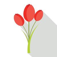 icono de tulipanes, estilo plano vector