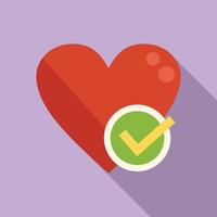 Approved heart icon flat vector. Like element vector