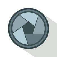 Photo objective icon, flat style vector