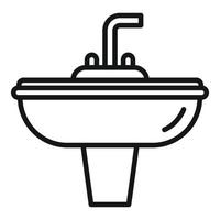 vector de contorno de icono de grifo de cocina. drenaje de servicio