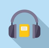 Headphones audio study icon flat vector. Online university vector