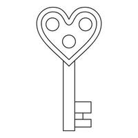 Love key icon, outline style vector