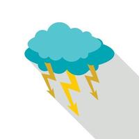 Storm cloud lightning bolt icon, flat style vector