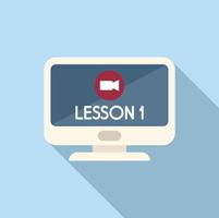 Online video lesson icon flat vector. Study book vector