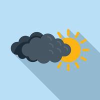 Sun under cloud icon flat vector. Rain forecast vector