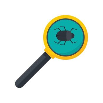 Search computer bug icon flat isolated vector
