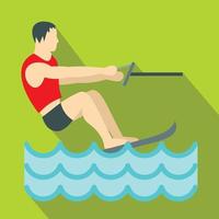 Water skiing icon, flat style vector