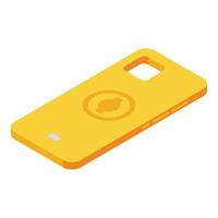 Yellow hard case icon isometric vector. Mobile cover vector