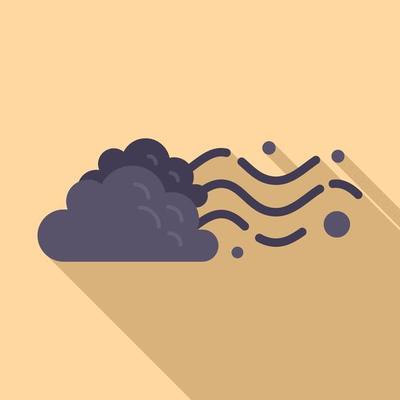 Cloudy wind icon flat vector. Rain forecast