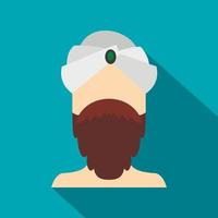 hombre con barba y bigote con icono de turbante vector