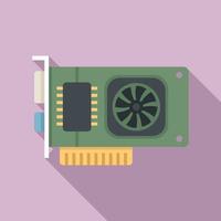 Video card board icon flat vector. Computer gpu vector