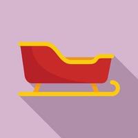 Christmas sleigh icon flat vector. Santa sledge vector