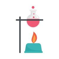 Boiling flask under fire icon flat isolated vector