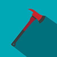 Red firefighter axe icon, flat style vector