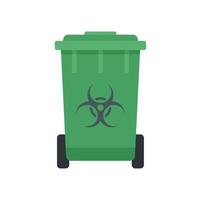 Biohazard garbage cart icon flat isolated vector